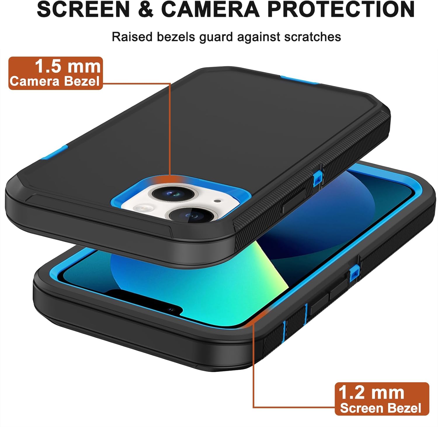 for iPhone 13 Mini/12 Mini Case, with Belt Clip Holster,2X Screen Protector Heavy Duty Full Body Shockproof Rugged Protective Cover for Apple iPhone 13 Mini/12 Mini Black/Blue - Image 5