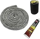 Protalwell Wood Stove Gasket, 1/2" Wood Stove Door Gasket Kit, High Temperture Resistant Gasket Rope Replacement for Stove or Fireplace Doors, Grey Color Fiberglass Gasket