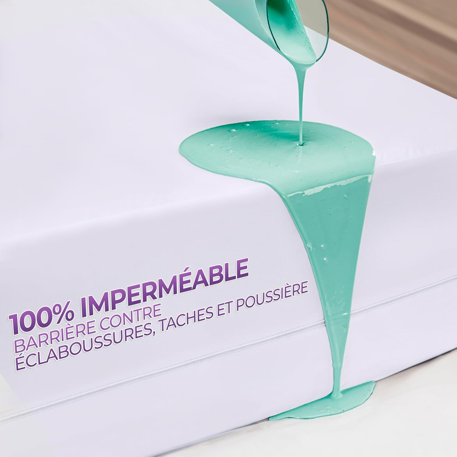 Utopia Bedding Housse de Matelas 140x200x20 cm, Imperméable 6 Faces avec Fermeture Éclair, Tissu Polyester Tricoté, Certifiée Oeko-TEX - Image secondaire