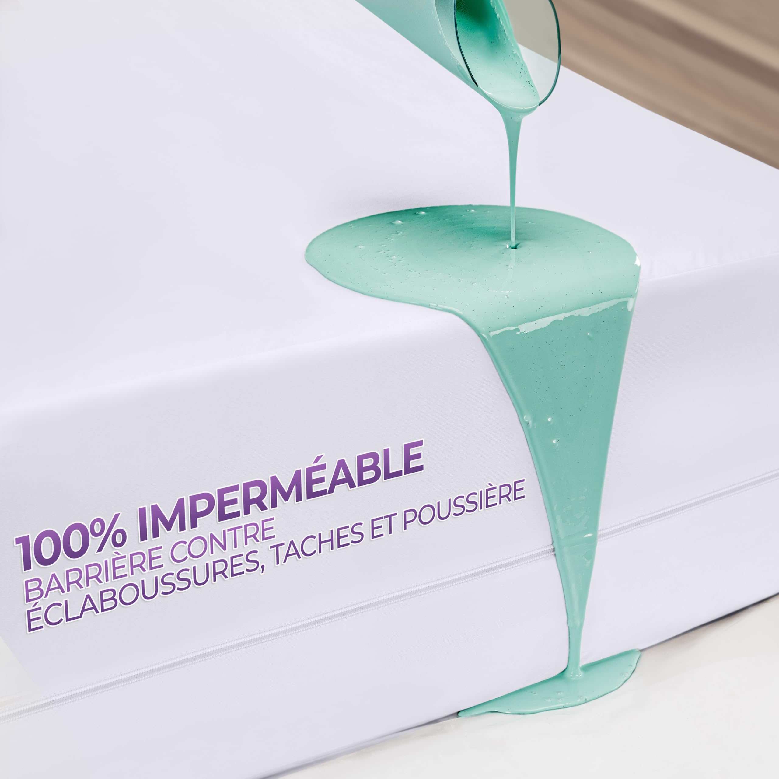 Zioprea Housse de Matelas Imperméable avec Fermeture Éclair 180x200x20cm, Protège-Matelas Coton
