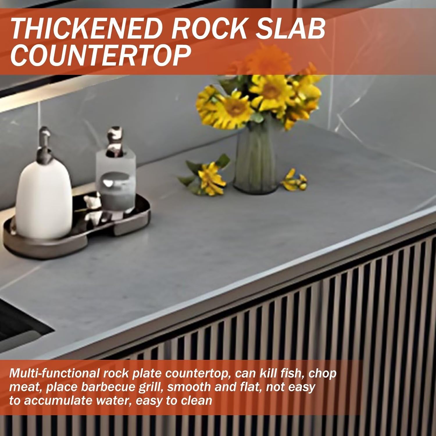 Outdoor Kitchen Cabinet - Outdoor Laundry Sink with Cabinet Includes Floor-Standing Design & Gray Slate Countertop,Kitchen Table Includes Stainless Steel Sink & Stripe Door(62.99IN)