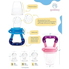 Baby Food Feeder/Fruit Feeder Pacifier Nibbler (2 Pack) - Infant Teething Toys | Silicone Feeder Baby | Mesh teethers for Babies | Baby Feeding Essentials | Frozen Breastmilk Teether (Blue&Pink)