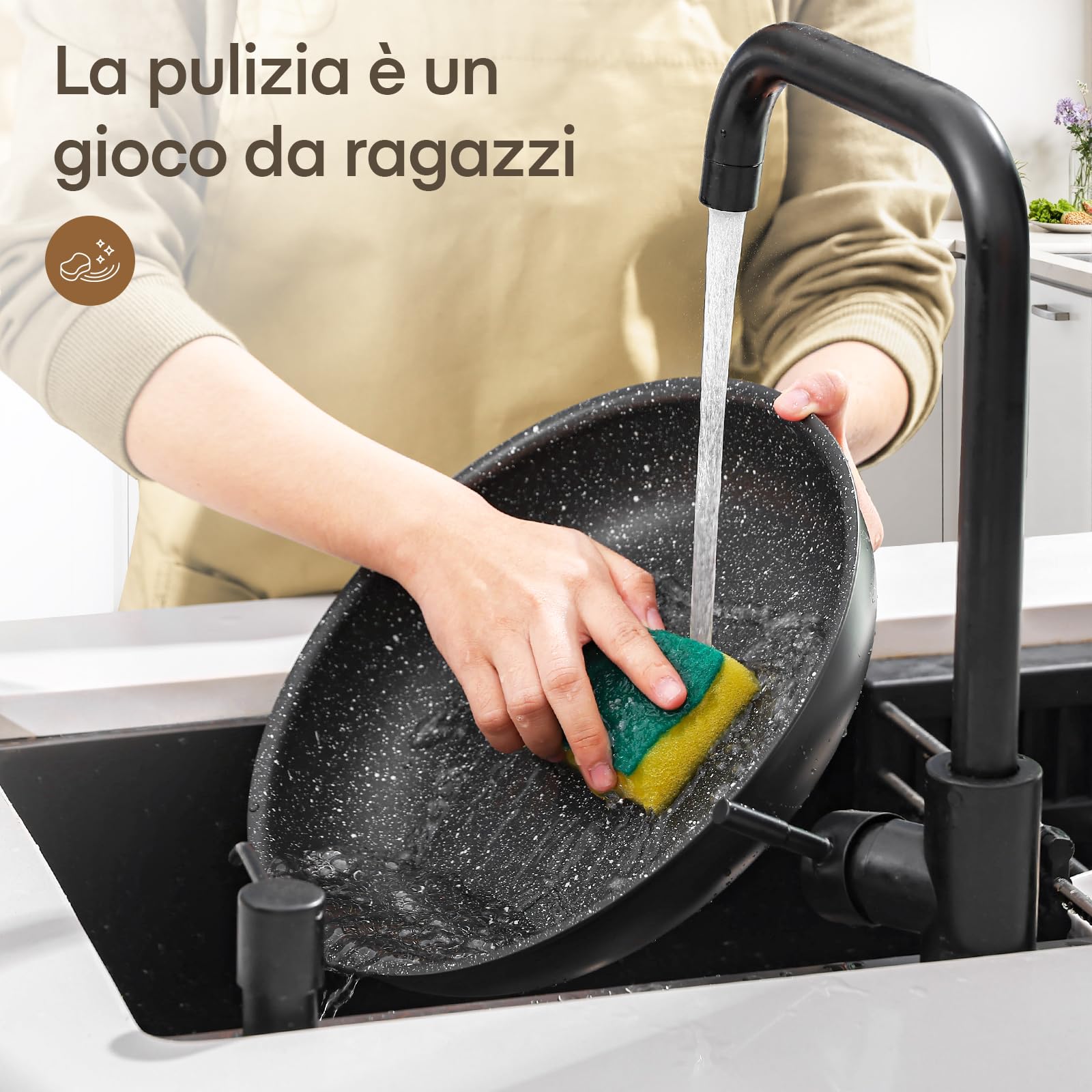 Fadware Set di Padelle Antiaderenti in Ceramica, Padella Antiaderente con Manico Removibile, Padelle Induzione per Camper e Cucina Piccola, Impilabili, Adatto per il forno, Senza PFAS, 20 + 24 + 28 cm