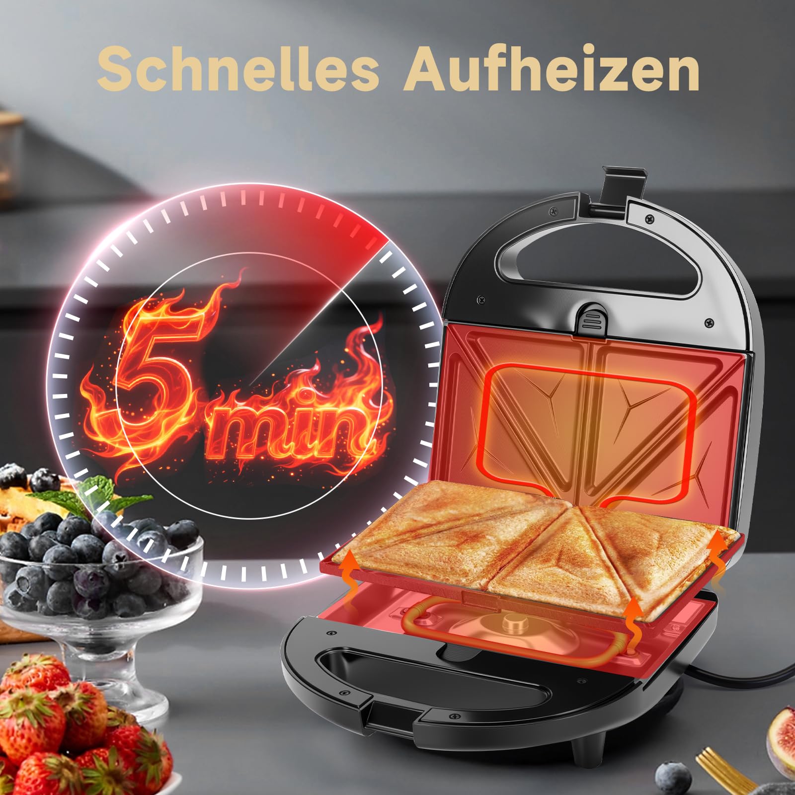 Sandwichmaker 3 in 1 750 W 30JVU Kontaktgrill Waffeleisen