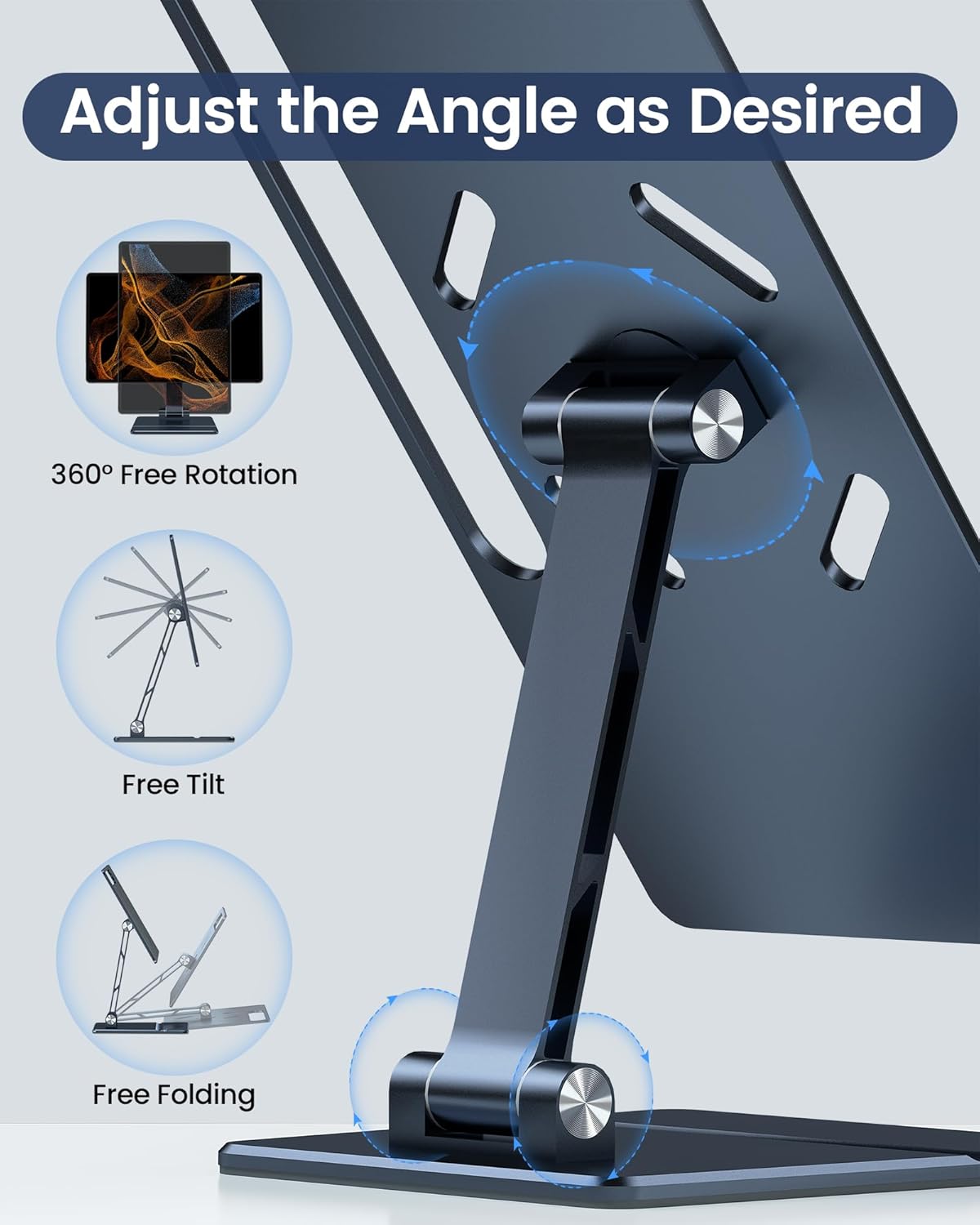 Magnetic Stand Foldable for Samsung Galaxy Tab S10/S9/S8 Ultra 14.6 inch, Adjustable 360° Rotating Desk Tablet Stand Holder