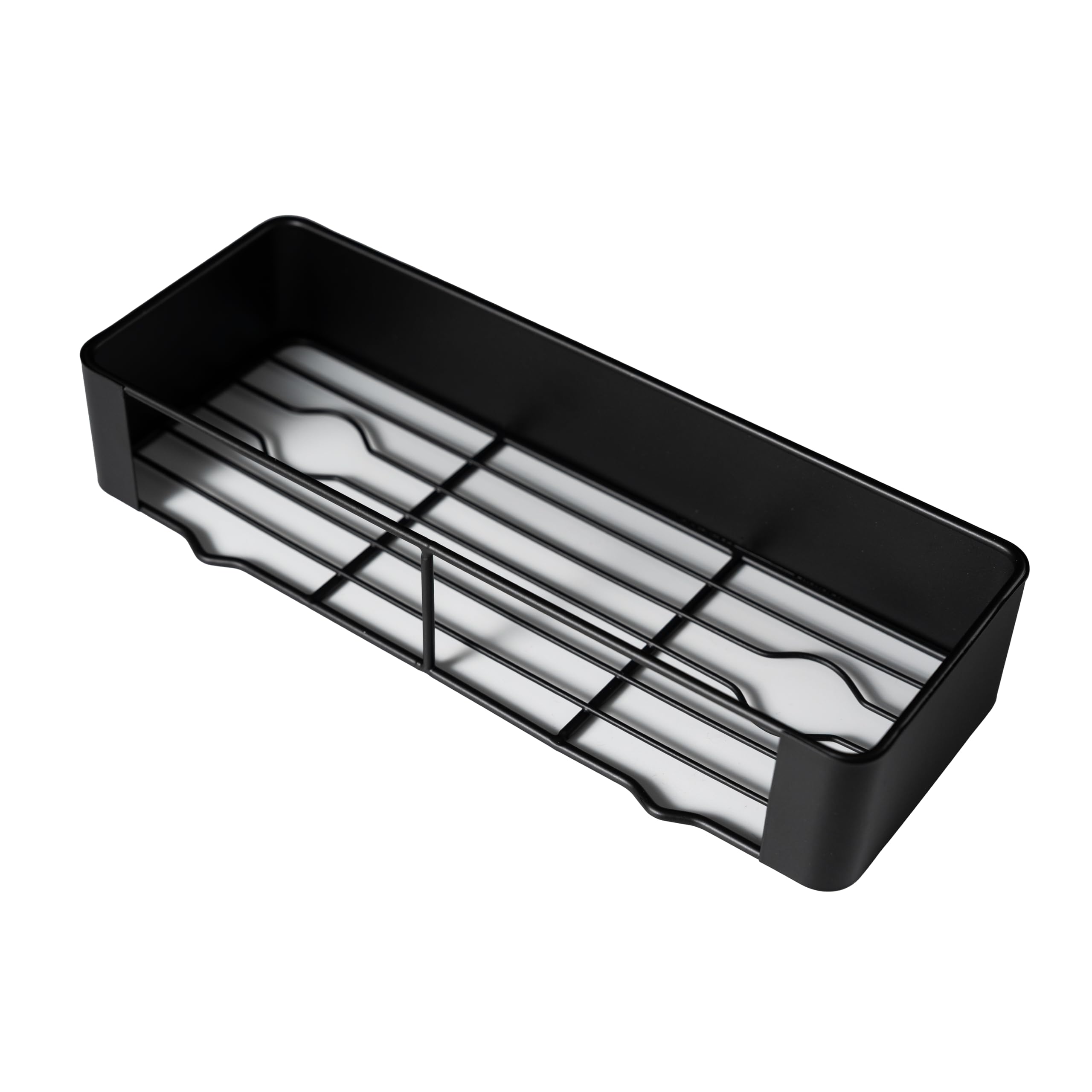 Generisch AVENDO Badregal ohne Bohren – 2er Set aus rostfreiem Metall – Duschablage in edlem matt-schwarz inkl. 4 Haken – Stabiles Duschregal selbstklebend (bis 6 kg) für Bad & Küche