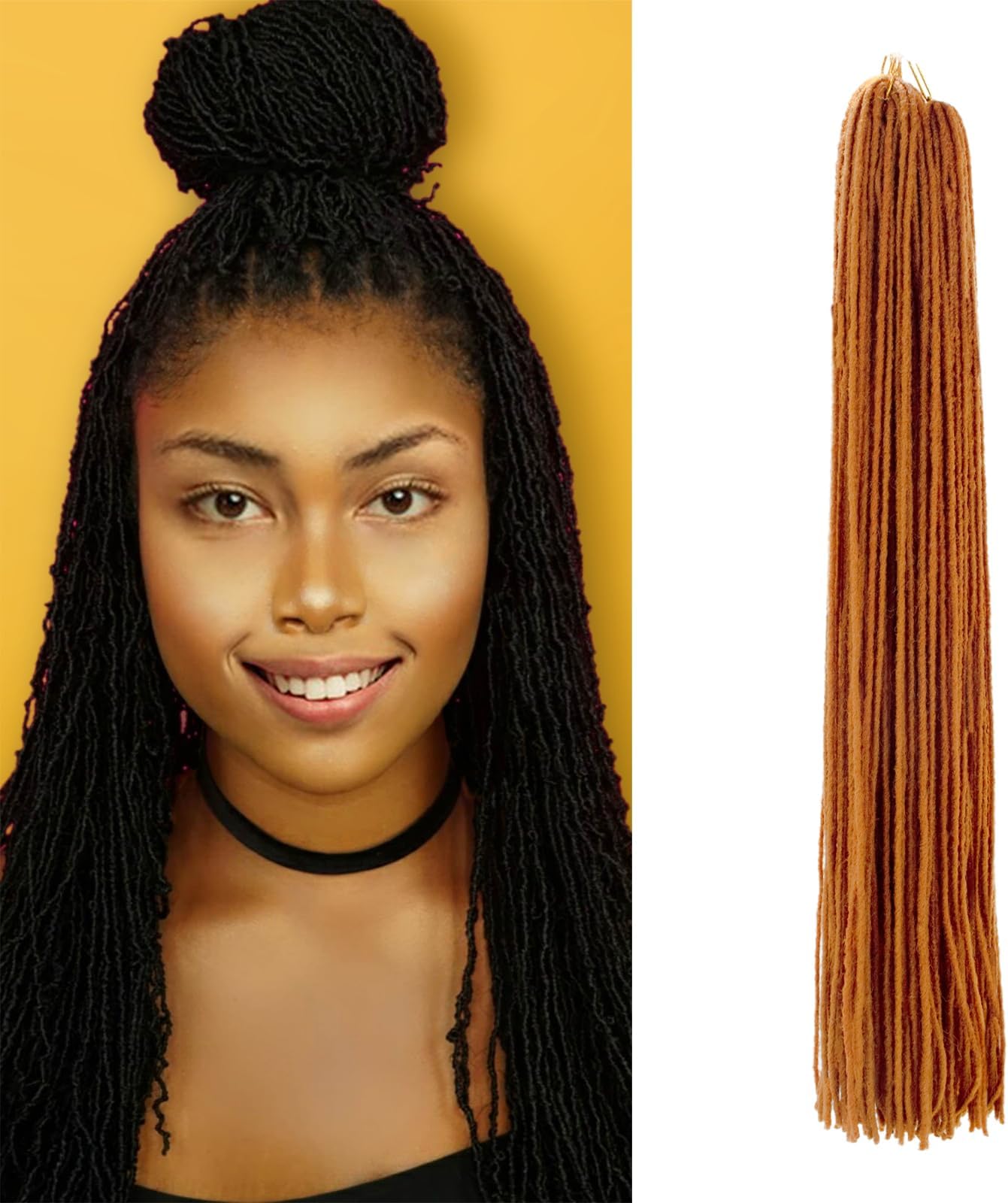 Yuandai Micro Locs Crochet Hair 24inch Super Lightweight Faux Locs Crochet Hair 4 Packs Sister Locs Crochet Hair Color 30 (24" 4Packs, 30#)