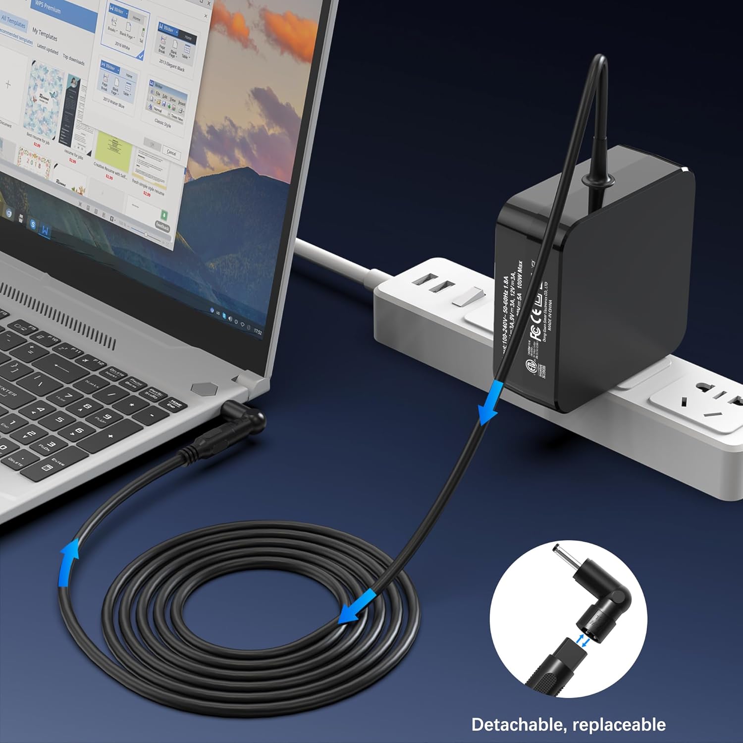 NNQEKBUF 100W GaN Universal Laptop & MacBook Charger – 13-in-1 Foldable Adapter with USB-C PD, Compatible with MacBook Pro/Air, HP, Dell, Lenovo, ASUS, Acer, Samsung, Toshiba – Smart Safety