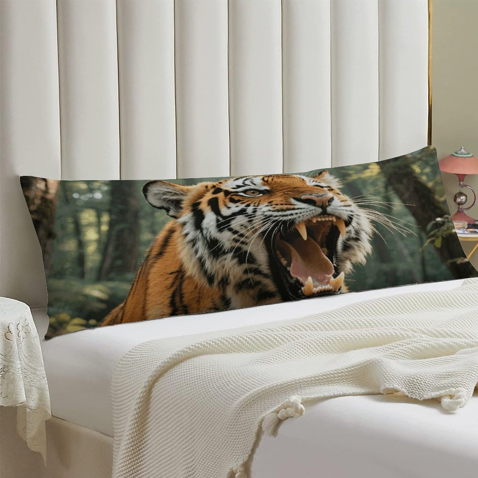 Body Pillow Cover 20x54 Long Pillow Case with Invisible Zipper Breathable Microfiber Siberian Tiger in The Forest Pillowcase Soft Cozy Protector for Bedroom Couch Sofa Bed Home Decor All Seasons