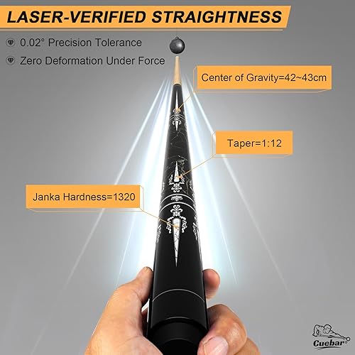 Miniatura 4 de Juego de 6 tacos de billar de 58 pulgadas, 2 piezas, de arce comercial, 18, 19, 20, 21 onzas, palo de billar de 0.512 in con tizas