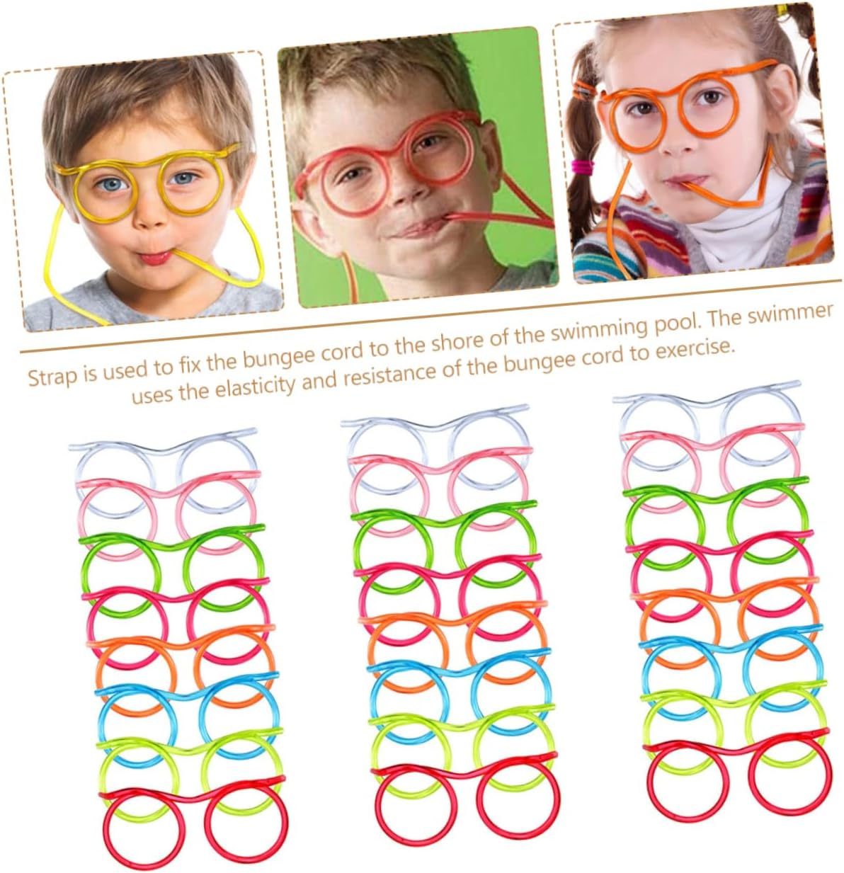 24pcs Creative Eyeglasses Straws Set Fun Drinking Straws for Boys and Girls Parties Flexible and Reusable Party Supplies Random Color