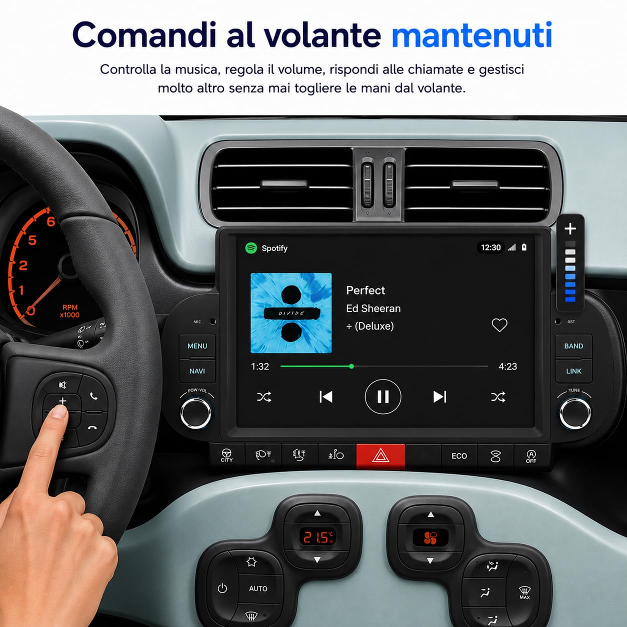 VIBEX | Autoradio per FIAT PANDA dal 2012 al 2023 7 pollici | Wireless CarPlay e Android Auto | Touch | AVVIO FLASH | Bluetooth, WiFi,USB, Comandi al Volante