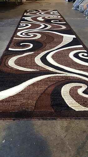 Miniatura 2 de Americana Alfombra moderna de pasillo largo, diseño marrón, 144 (32 pulgadas x 10 pies)