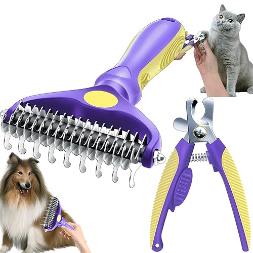 Miniatura 1 de Cepillo de peine para perros para desprendimiento, cepillo de perro para quitar pelaje, rastrillo para perros, peine desengrasante para gatos,