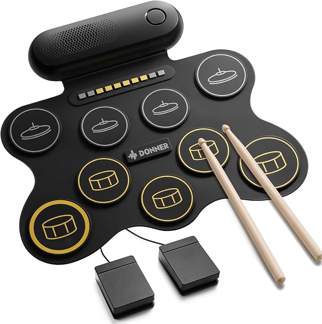 Donner Electric Drum Set for Kids, 9 Pads Roll-Up Electronic Drum, DED-20Q