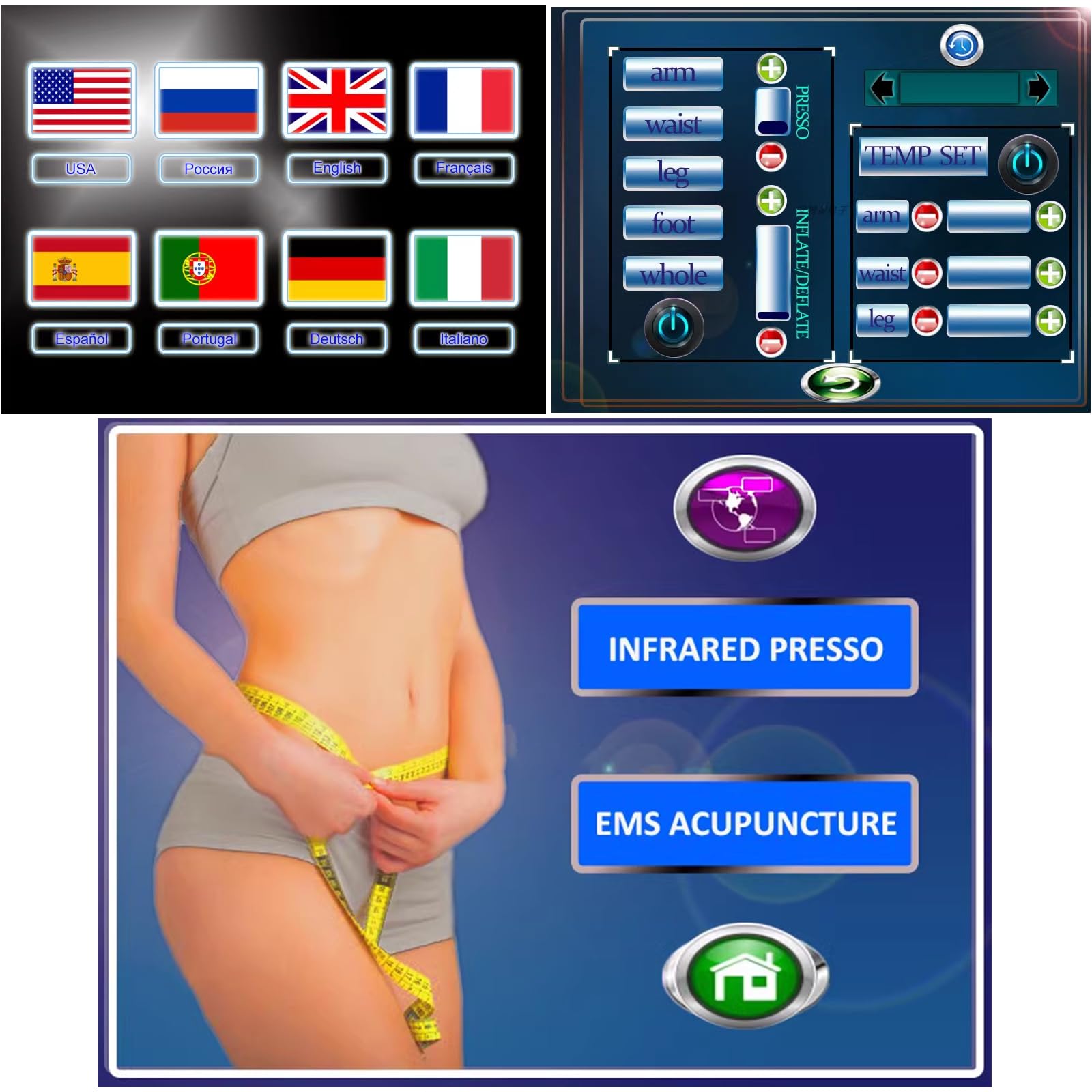 Máquina De Drenaje Linfático De Presión De Onda De Aire Profesional, Terapia De Compresión Máquina De Masaje para Perder Peso para Patas, Pies, Cintura, Traje De Adelgazamiento De Presión Aire