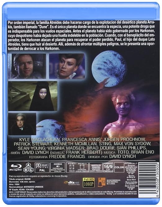 Dune Blu Ray 1984 Blu Ray Amazon De Kyle Maclachlan Francesca Annis Jurgen Prochnow Patrick Stewart Kenneth Mcmillan David Lynch Dino De Laurentiis Dvd Blu Ray