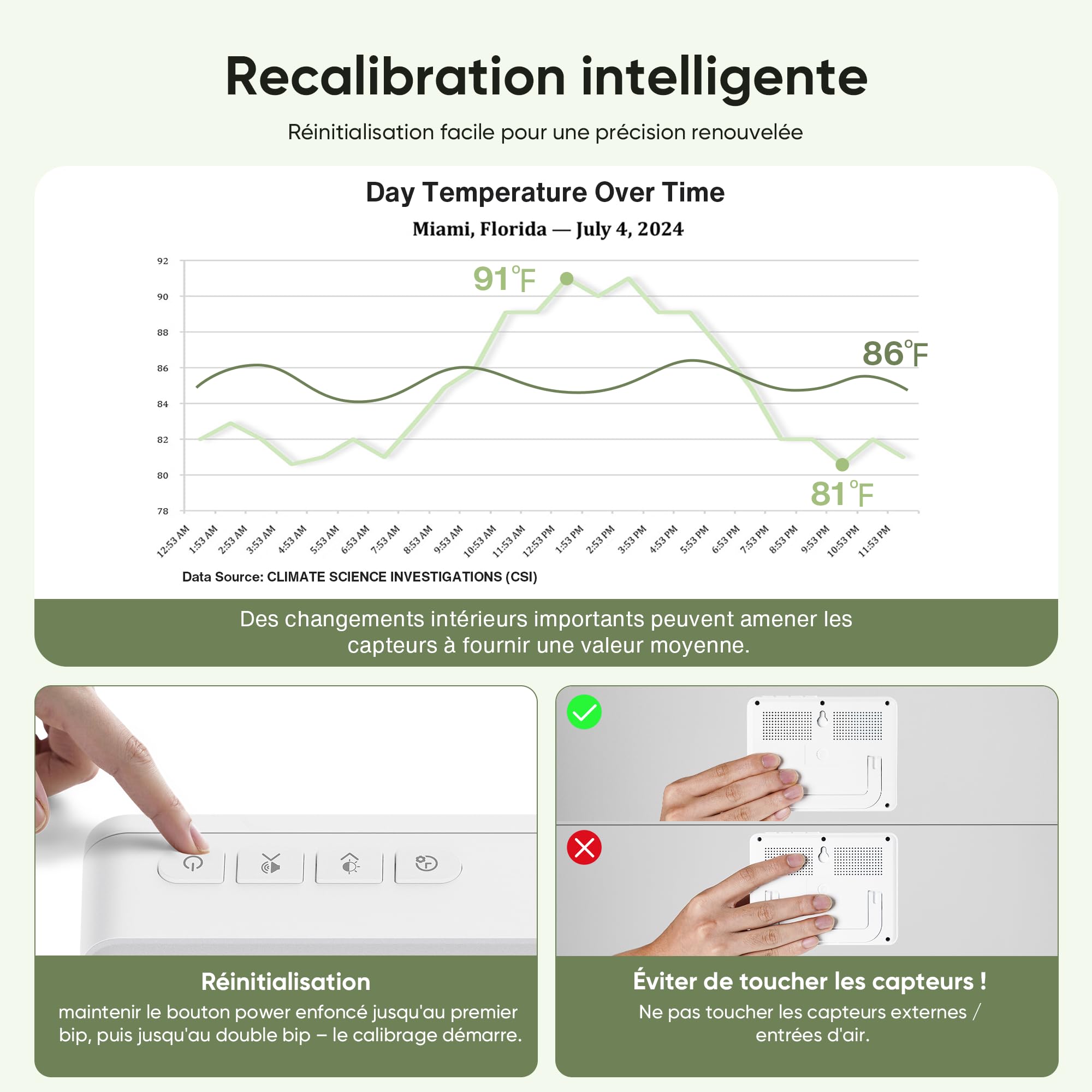 bonoch 16-en-1 Appareils Mesurant Qualité Air Intérieur avec Batterie 10h & Écran 5,5", 9 AQI + 7 Alertes, Détecteur de COV, CO2, PM2.5, PM1.0, PM10, HCHO, Température/Humidité & Heure-Blanc