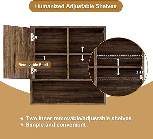 Vista 5 de Armario de Pared de Baño Estilo Granja Acanalado, Botiquín Sobre el Inodoro Armario de Almacenamiento con Estante Ajustable, Organizador de Armario