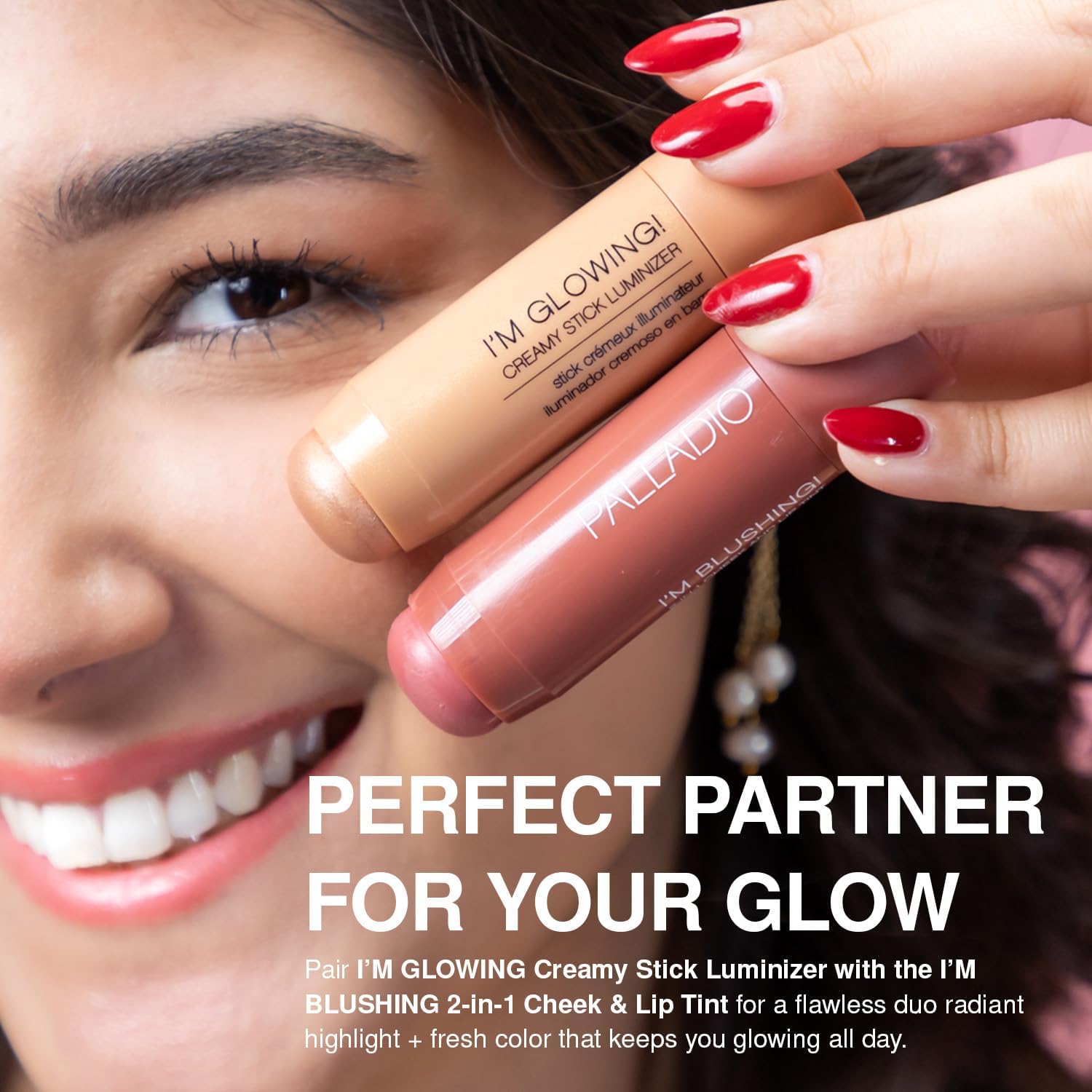 Palladio I'm Blushing 2-in-1 Cheek and Lip Tint, Buildable Lightweight Cream Blush, Sheer Multi Stick Hydrating formula, All day wear, Easy Application, Shimmery, Blends Perfectly onto Skin, Dainty - Image 8