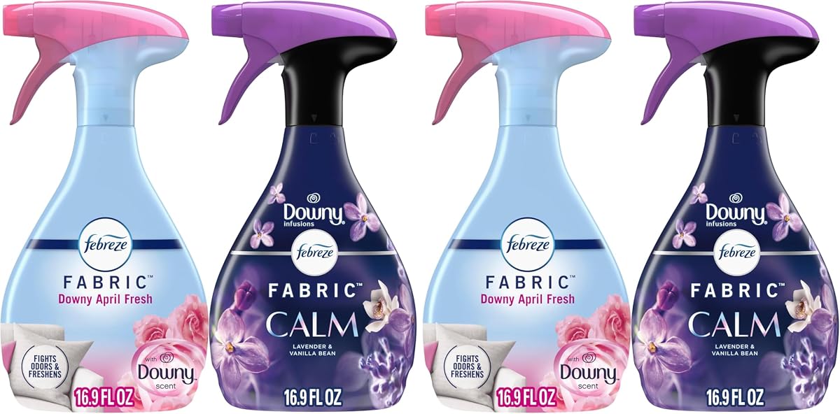 Febreze Odor-Fighting Fabric Refresher,Downy Calm and Downy April Fresh,16.9oz,(Pack of 4)