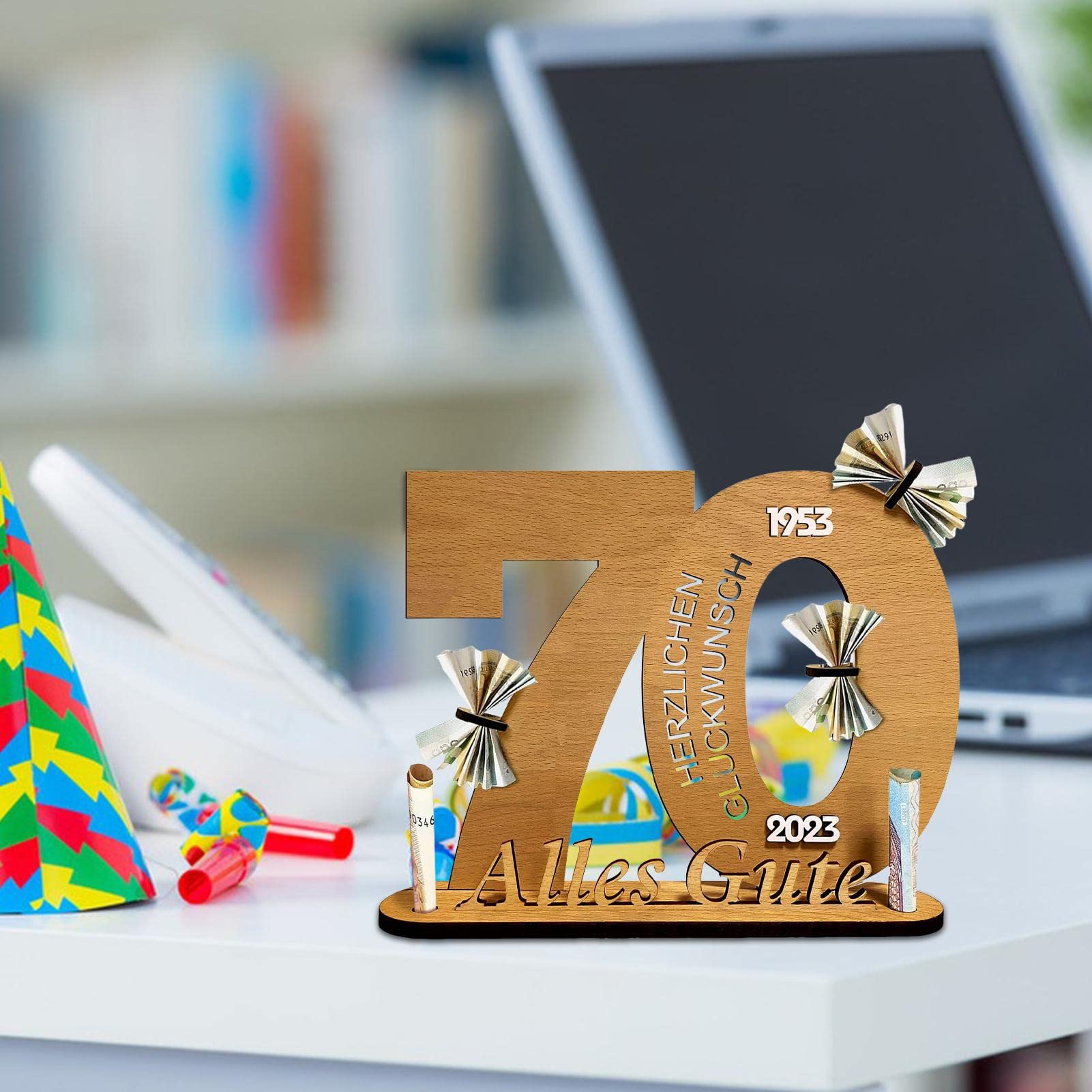 70° compleanno, regalo in denaro, regalo per 70° compleanno, uomo/donna, in legno, 70° compleanno, decorazione per 70° compleanno, idee regalo creative per 70° compleanno, regali per amici familiari
