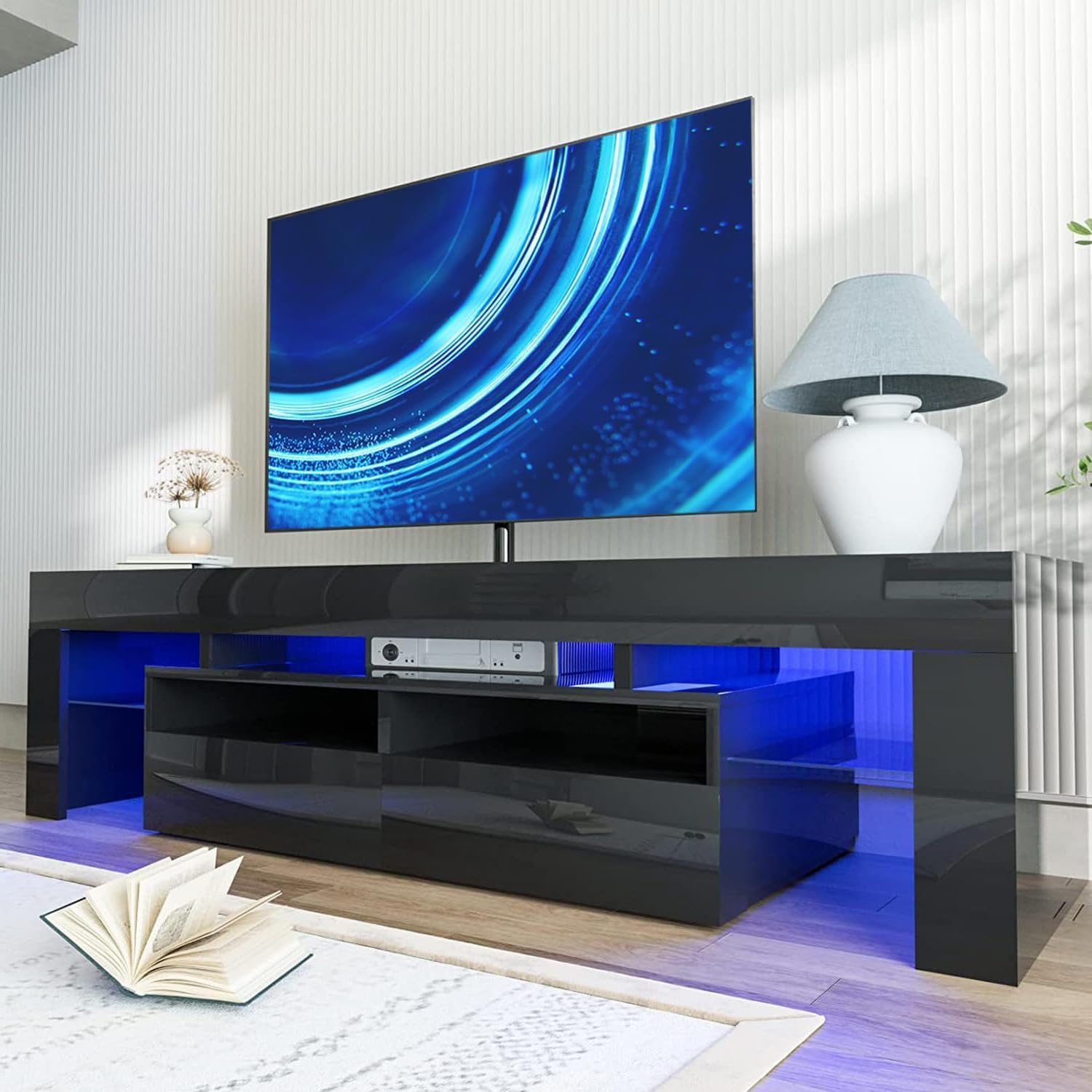 DMAITH TV Stand with LED Lights, 1 Drawer and O
