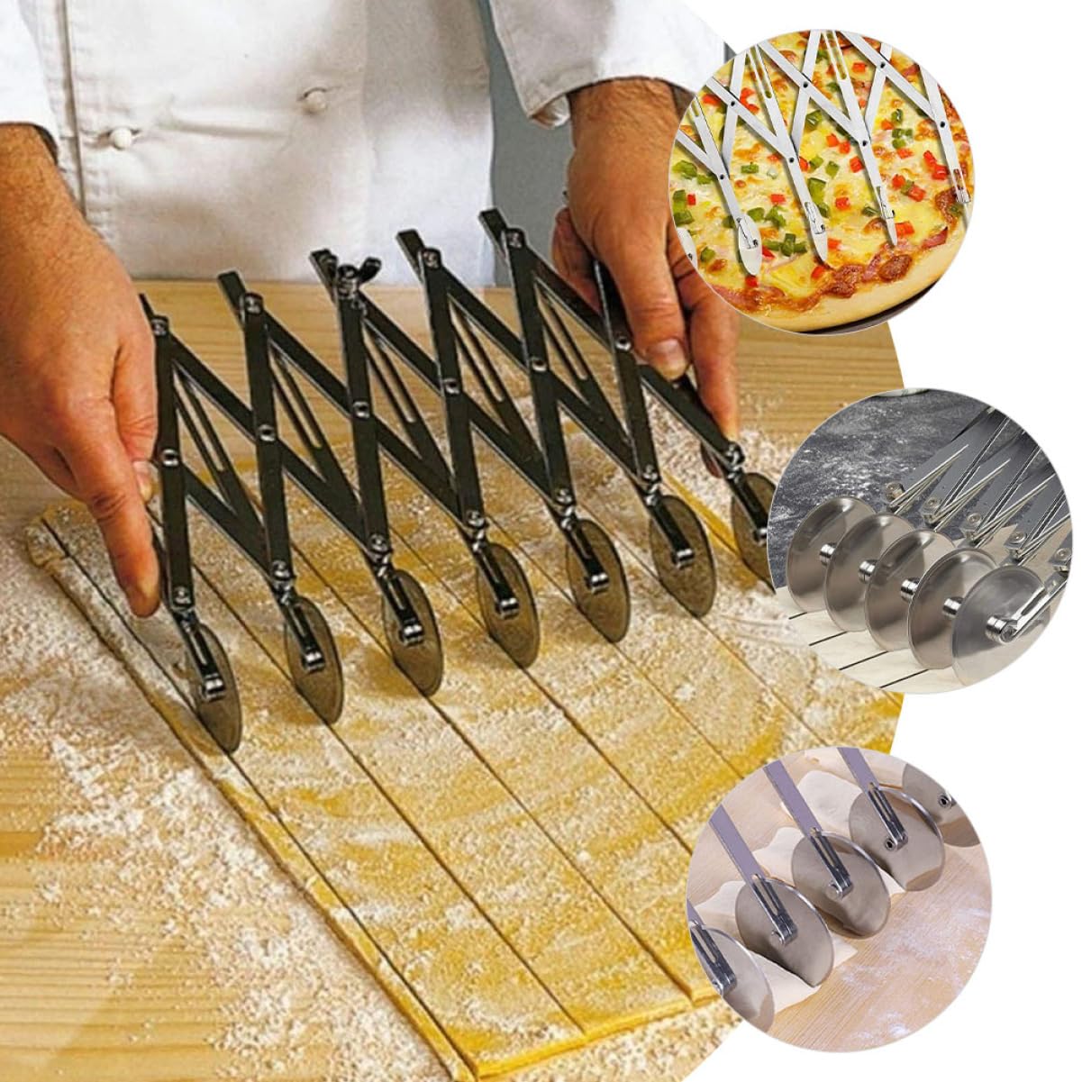 Cabilock Wheel Stainless Steel Pastry Cutter Pizza Slicer Dough Wheel Tool for Baking Smooth Surface Design for Cakes Bread and Pastries Dishwasher Safe Long