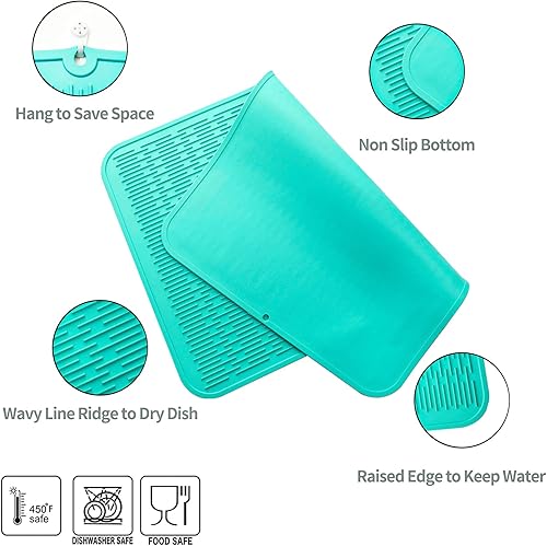 Miniatura 1202 de Tapete de silicona para secado de platos para múltiples usos, fácil de limpiar, ecológico, resistente al calor, tapete de silicona para encimera