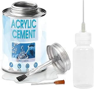 120ML Acrylic Cement with Applicator Bottle, Acrylic Glue Precise Application Rapid Curing Easy Cleaning Seamless Blending with Needles Syringe for Acrylic Glass Sheets Plastics, Clear