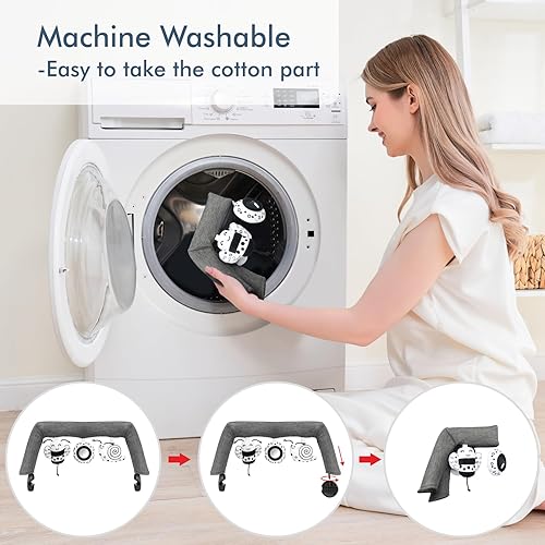 Miniatura 5 de Baby Bjorn - Barra de juguetes para gorila de bebé, suave con 3 juguetes sensoriales lindos, fácil de colocar y quitar, agradable a la piel, lavable