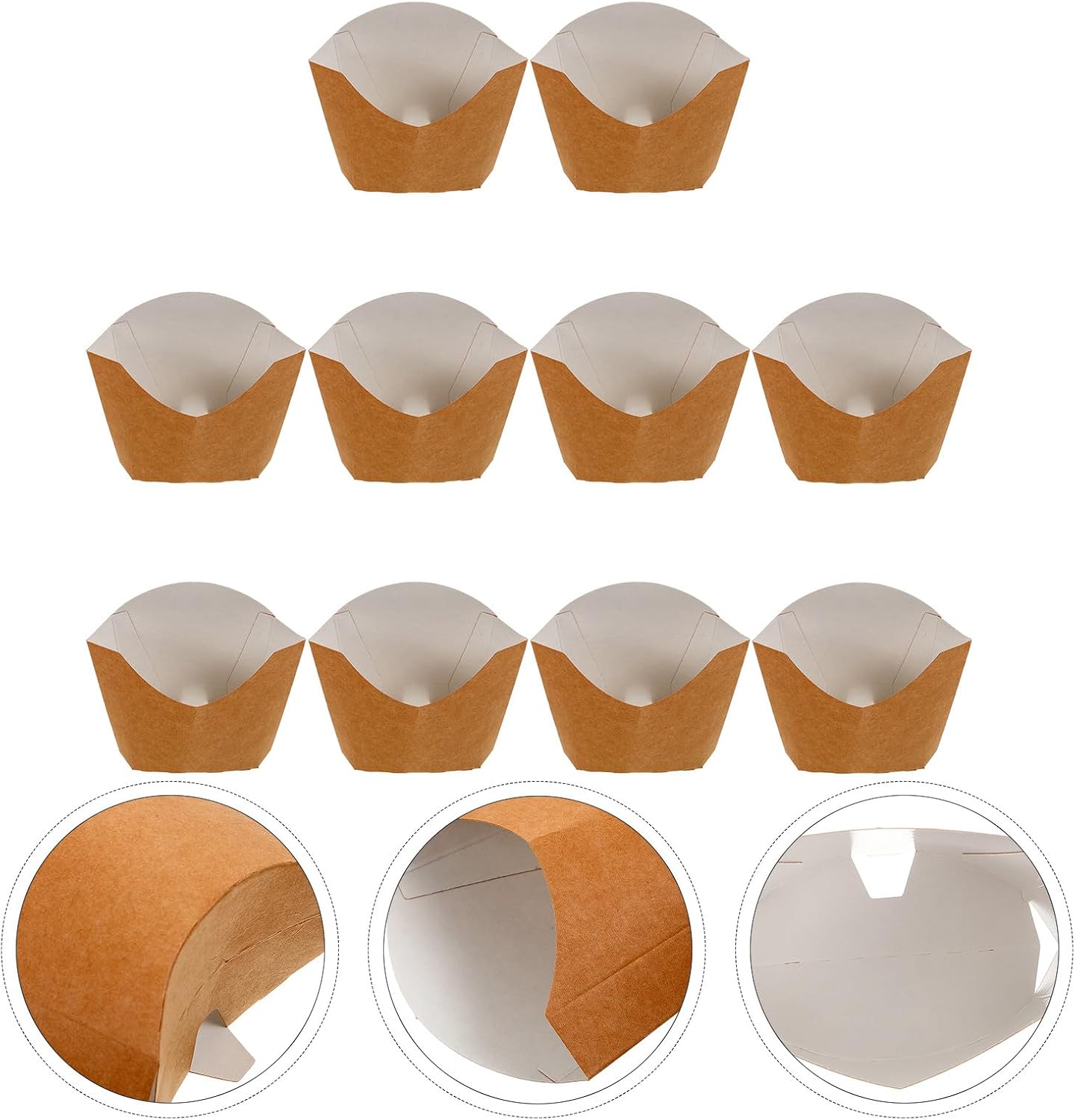 Homoyoyo 100 Pcs Kraft Paper French Fries Boxes and Chicken Popcorn Wrapping Snack Containers for Take-out Food Packaging, Oil-resistant Kraft Paper Boxes Suitable for Fast Food Restaurants