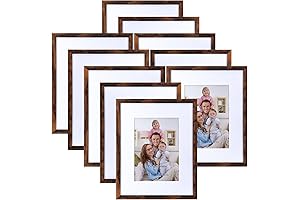 Rustic Walnut 8x10 Brown Picture Frame Set of 10
