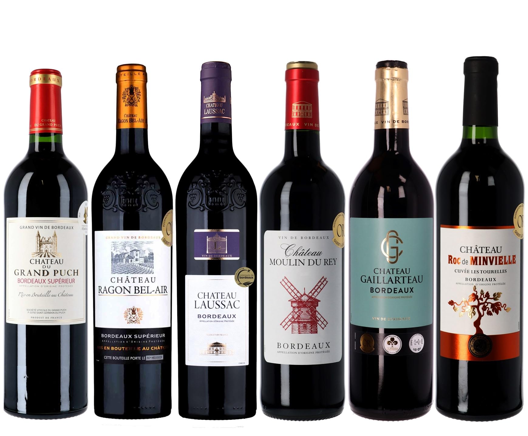 La Grande Vinothèque - Châteaux Bordeaux - Wein Probierpaket - Wein Selection 6 Flasche Rotwein mit Goldmedaille aus Bordeaux, Frankreich (6 x 0.75 l)
