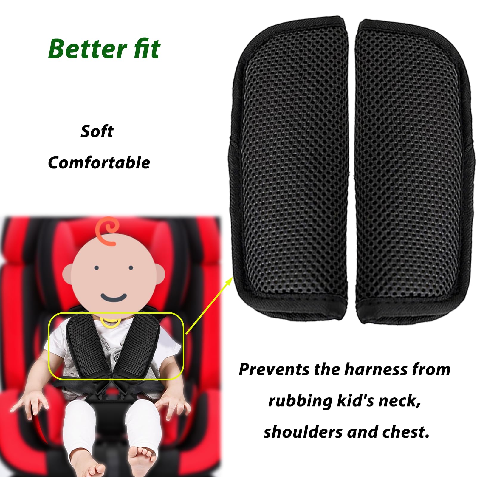 Accmor Baby Car Seat Strap Covers - Soft Fluff Pads For Harness Protection, Universal Fit - View #5