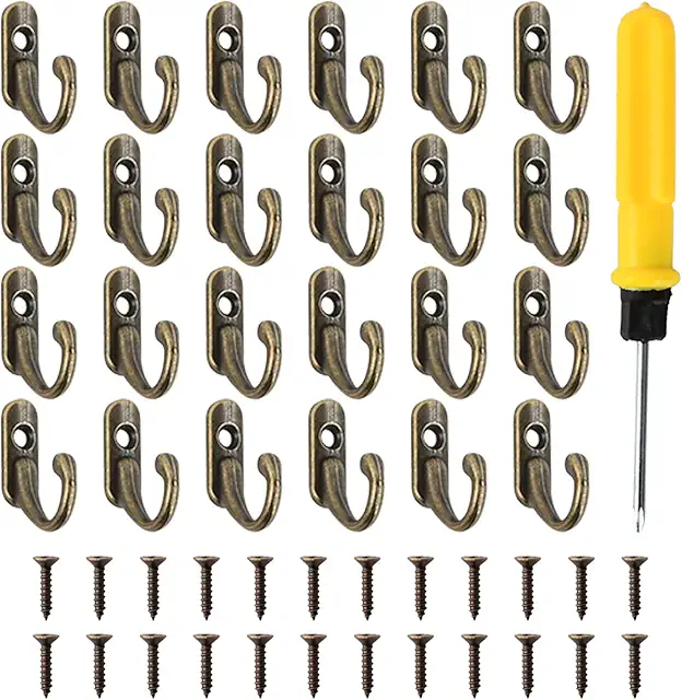 Tibapla Vintage Bronze Wandhaken 24 Stück - Kleiderhaken für Schlüssel und mehr