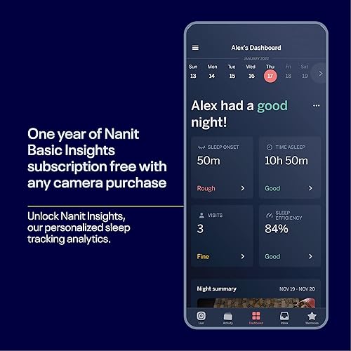 Miniatura 4 de Nanit Monitor de bebé profesional inteligente y soporte de pared, cámara de video Wi-Fi segura de 1080p, rastreador de movimiento de sueño y