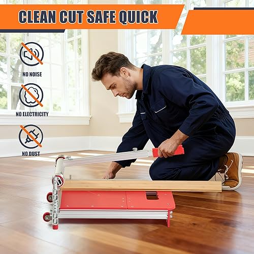 Miniatura 17 de Cortador de piso laminado de 13 pulgadas, corte de pisos de 0.669 in y 0.472 in de grosor, cortador de tablones de vinilo resistente, herramientas
