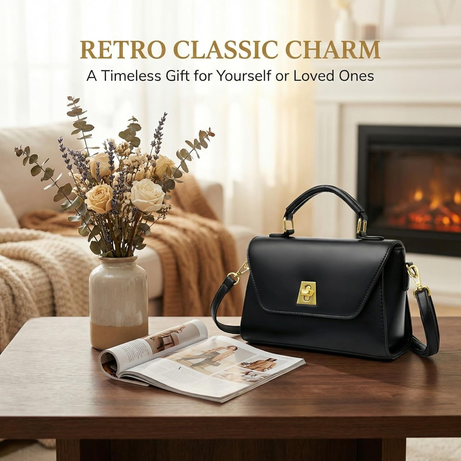 Shoulder Bags Retro Classic Purse Clutch Shoulder Simple HandBag with Zipper Closure Crossbody for Women - Image 8