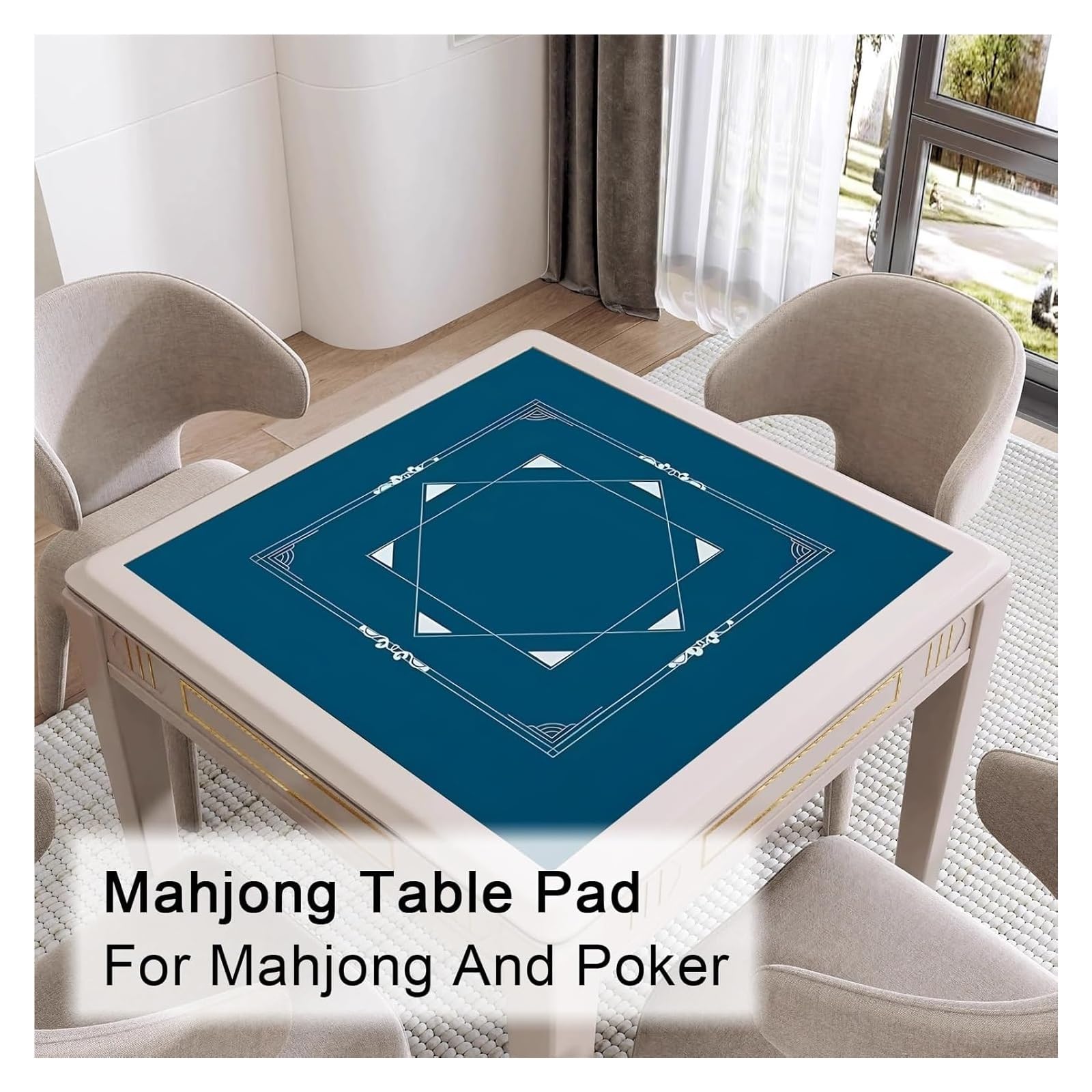 Tapis de Poker, Tapis de Table Majong Mat, Mahjong carré pour, antidérapant et réduction du Bruit(Blu,80x80cm(31.49x31.49in))