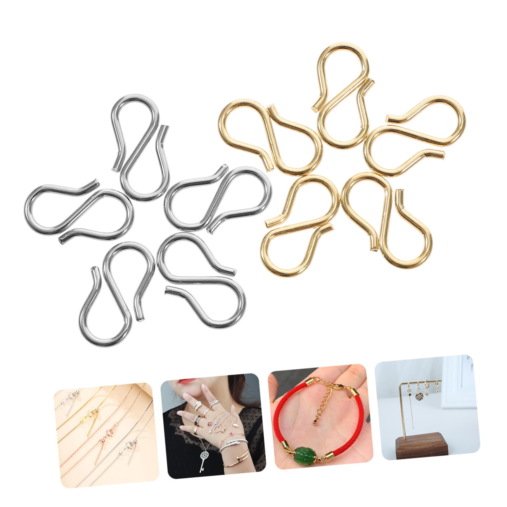 Angoily 5 Pezzi Chiusure per Gioielli Inossidabile S Shape per Diy per Creazione e Riparazione Collane e Bracciali Materiale Resistente e Pratico