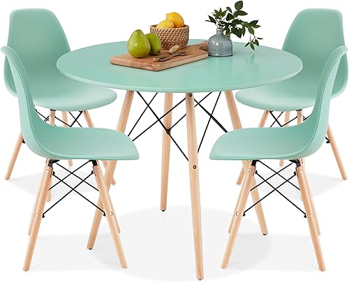 Best Choice Products - Juego de comedor de 5 piezas, moderno, compacto de mediados de siglo para hogarapartamento, 4 sillas, asientos de plástico,