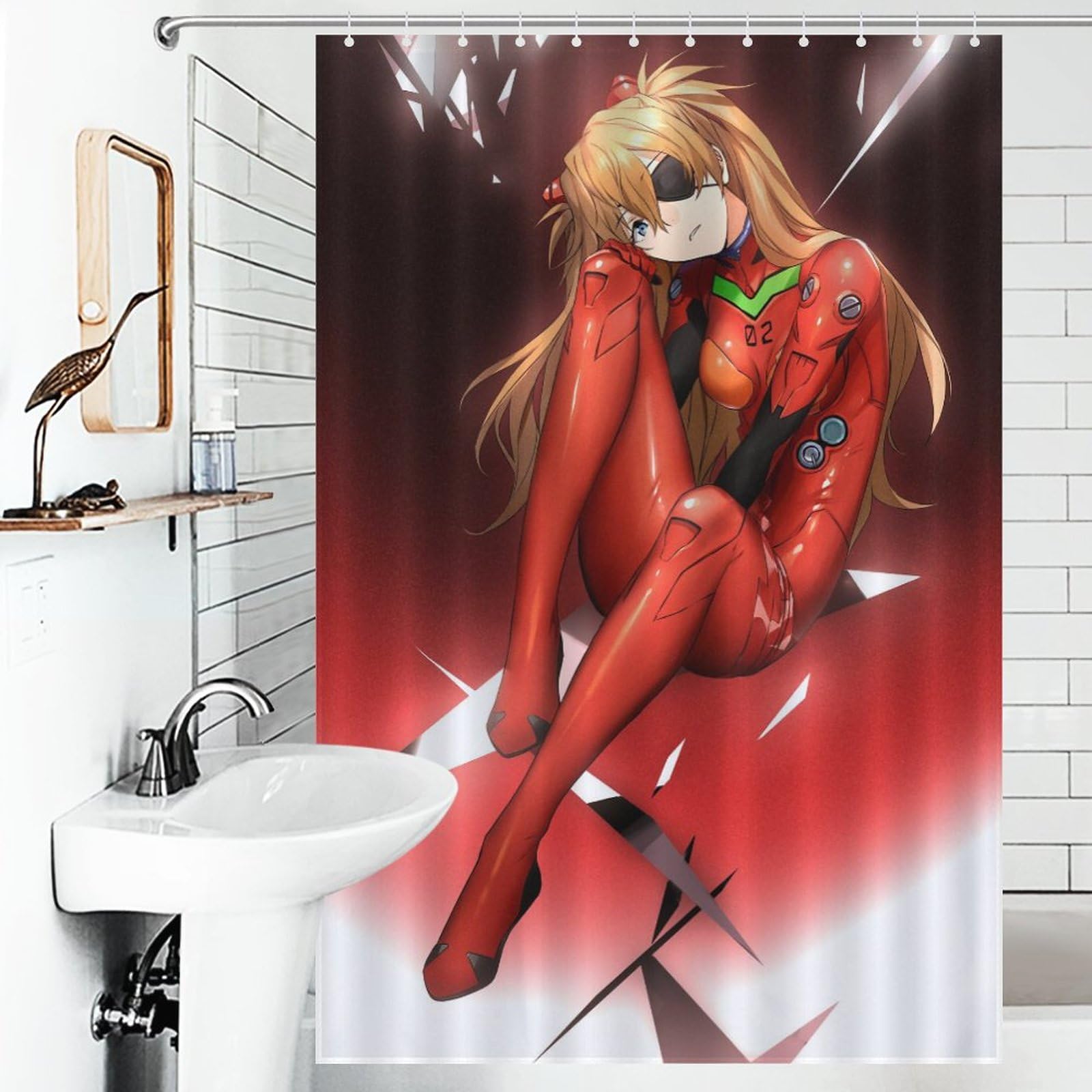 ❄✨♦シャワーカーテン ❤❄✨入手困難☆☆☆☆ Amazon｜シャワーカーテン 新世紀エヴァンゲリオン EVA アスカ バス