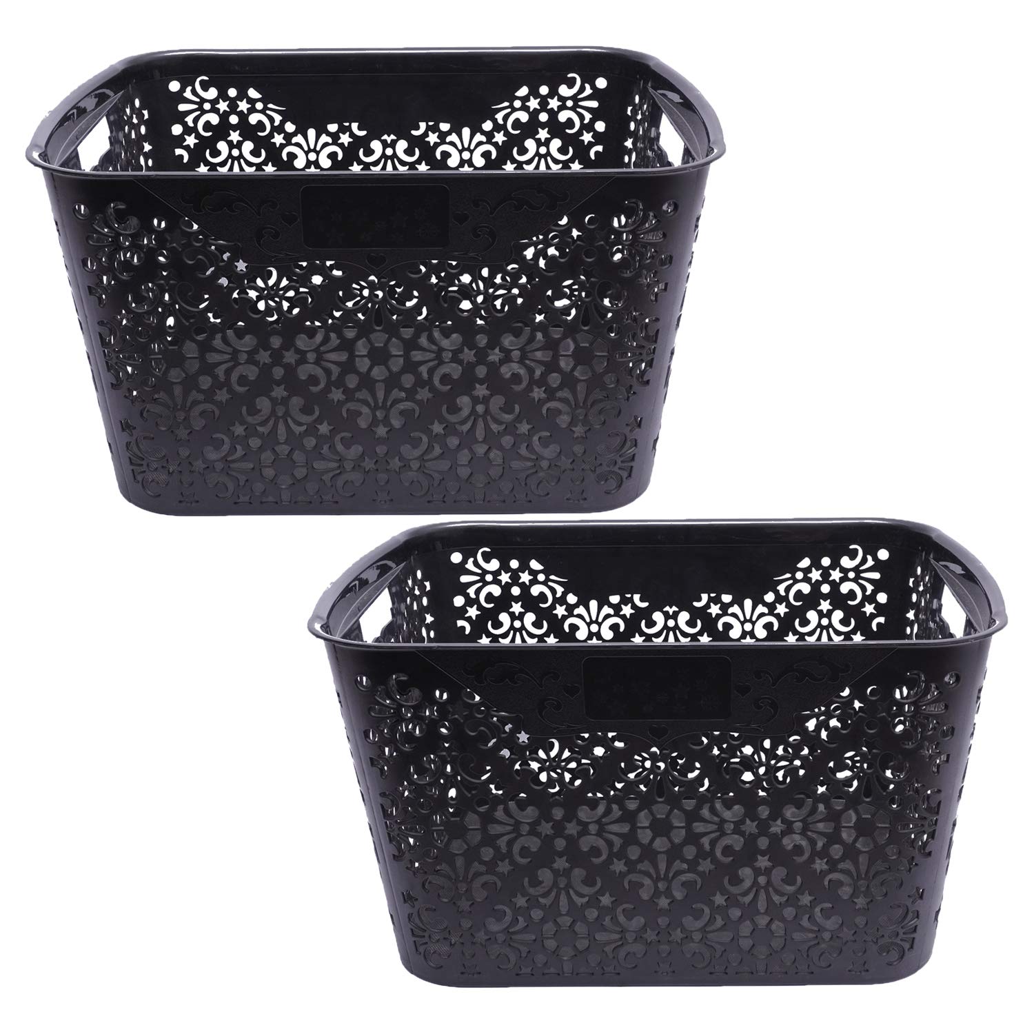 Cutting EDGE Open Storage Bins Turkish Basket Large (42 x 32 x 23 cm) for Storage Baskets for Fruit Vegetable Bathroom Stationary Home Basket with Handle, Set of 2, (Black) (B082KZ58L4) Amazon Price History, Amazon Price Tracker