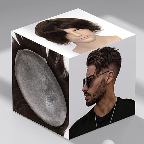 Civmo Tupé para hombre de 0.002in, ultra suave, transparente, piel fina, todo en V, línea de cabello natural para hombre, sistemas de cabello humano