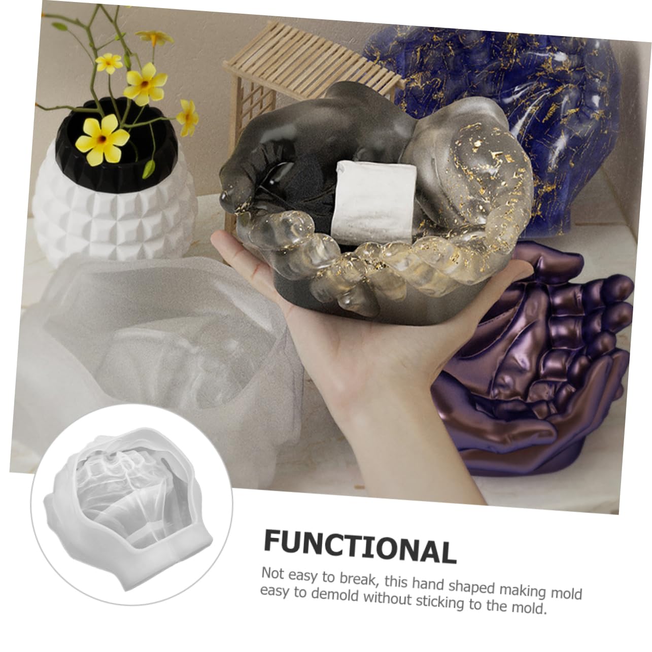 TEHAUX 3piezas Molde De Para Forma De Mano Molde Para Manualidades Para Decoración y Almacenamiento