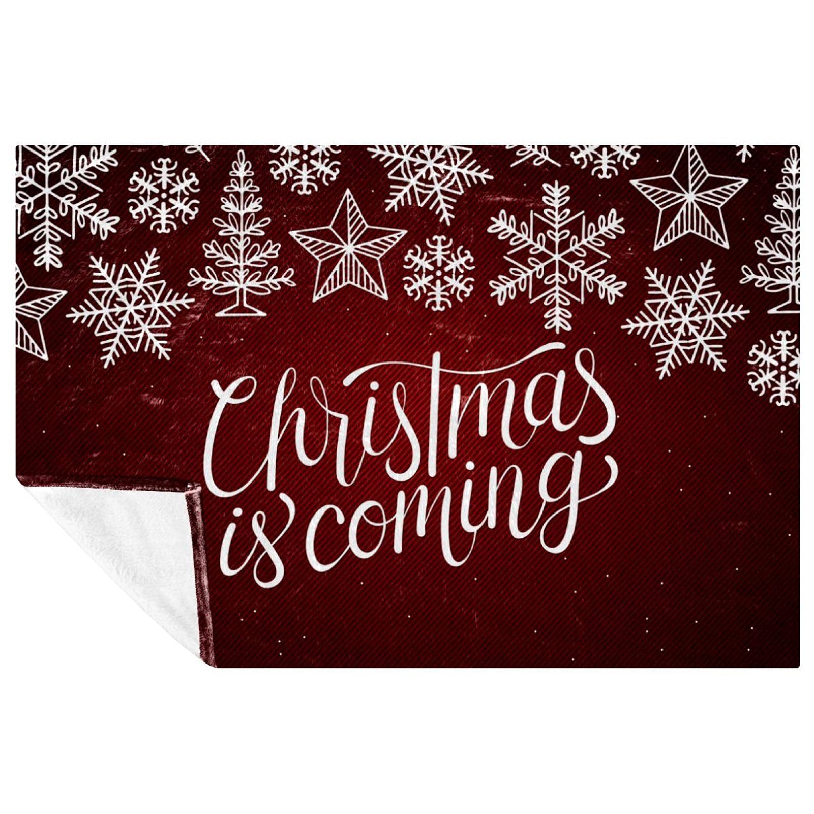 Couverture de Noël rouge flocons blancs 150x100 cm pour lit