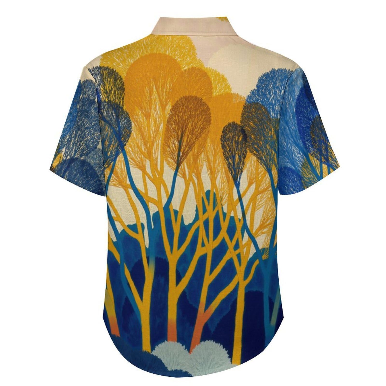 Camicia da Uomo a Maniche Corte Funky, Alberi Astratti Arte Moderna, Aloha Camicias Estiva per la Spiaggia, vestibilità Normale con Bottoni, per Libero Vacanze