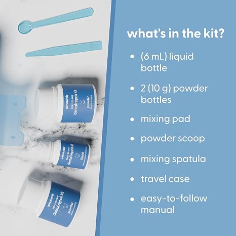 Dental Tooth Repair Kit, Dental-Grade Materials, Temporary Filling Composite for Cavities, Loose or Lost Crowns and Fillings, Caps and Inlays, Travel Case Included, by M3
