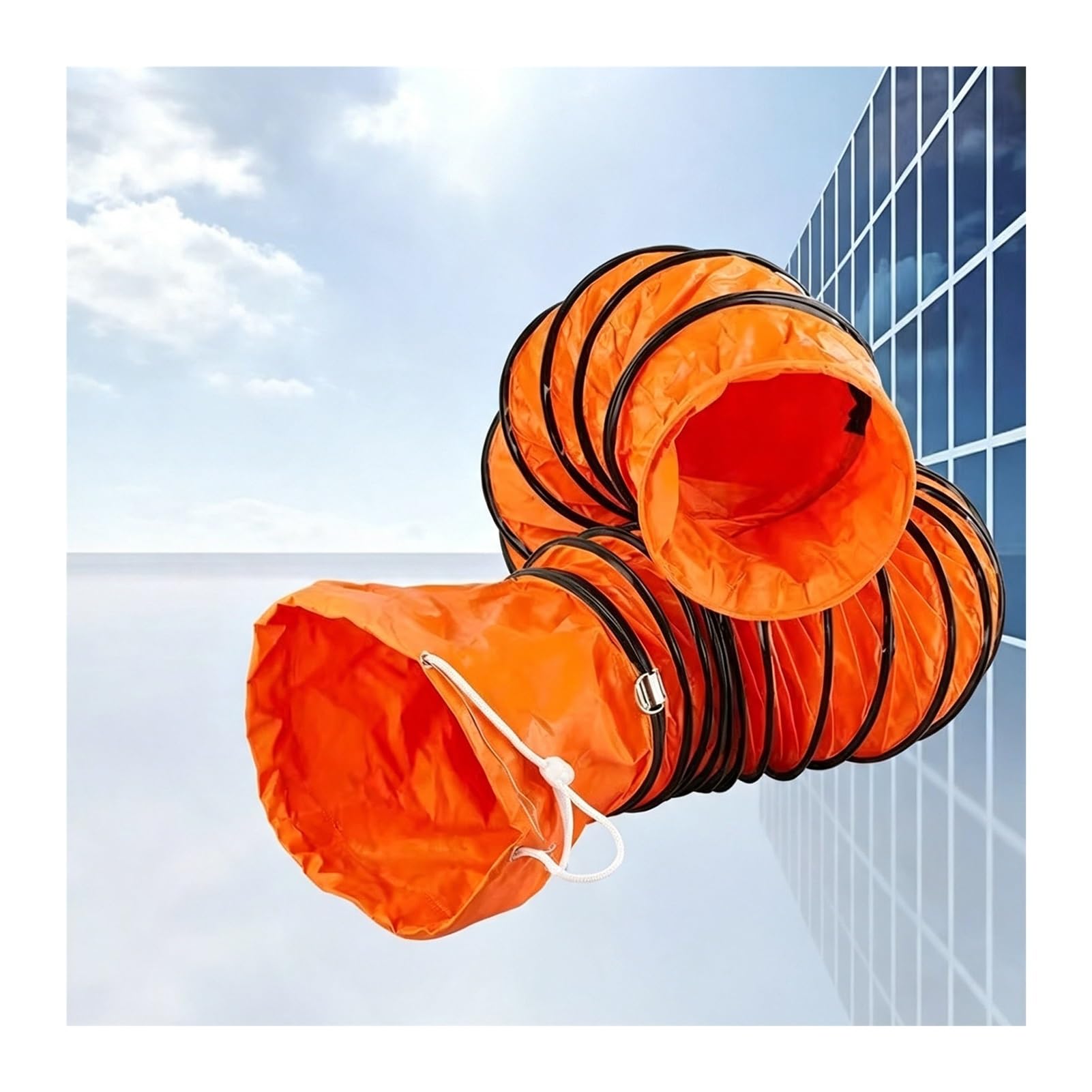 Tubo Flessibile PVC ID(A) 6"-39.3", Condotto Ignifugo | Corda Regolabile, Tubo Scarico Facile Riporre, Anelli A D Per Appenderlo, Resiste A 120°C(L10m/32.8FT,Id(A)450mm/17.7in)